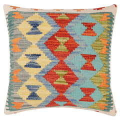 handmade Traditional Pillow Rust Blue Hand-Woven SQUARE 100% WOOL Hand woven turkish pillow 3 x 5