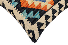 handmade Traditional Pillow Blue Rust Hand-Woven SQUARE 100% WOOL Hand woven turkish pillow2' x 2'