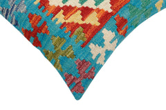 handmade Traditional Pillow Blue Rust Hand-Woven SQUARE 100% WOOL Hand woven turkish pillow2' x 2'