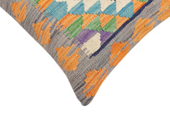 handmade Traditional Pillow Blue Gray Hand-Woven SQUARE 100% WOOL Hand woven turkish pillow 2 x 2