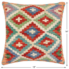 handmade Traditional Pillow Beige Rust Hand-Woven SQUARE 100% WOOL Hand woven turkish pillow2' x 2'