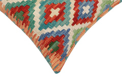 handmade Traditional Pillow Beige Rust Hand-Woven SQUARE 100% WOOL Hand woven turkish pillow2' x 2'