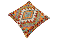 handmade Traditional Pillow Rust Blue Hand-Woven SQUARE 100% WOOL  Hand woven turkish pillow  2 x 2