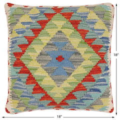 handmade Traditional Pillow Rust Blue Hand-Woven SQUARE 100% WOOL Hand woven turkish pillow2' x 2'