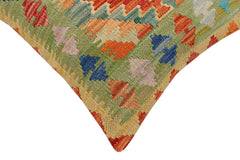 handmade Traditional Pillow Rust Blue Hand-Woven SQUARE 100% WOOL Hand woven turkish pillow2' x 2'