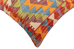 handmade Traditional Pillow Rust Blue Hand-Woven SQUARE 100% WOOL Hand woven turkish pillow2' x 2'