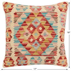 handmade Traditional Pillow Red Blue Hand-Woven SQUARE 100% WOOL Hand woven turkish pillow 2 x 2