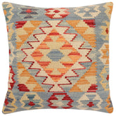 handmade Traditional Pillow Blue Red Hand-Woven SQUARE 100% WOOL Hand woven turkish pillow2' x 2'