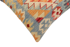 handmade Traditional Pillow Blue Red Hand-Woven SQUARE 100% WOOL Hand woven turkish pillow2' x 2'