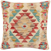 handmade Traditional Pillow Beige Red Hand-Woven SQUARE 100% WOOL Hand woven turkish pillow2' x 2'