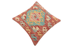 handmade Traditional Pillow Red Blue Hand-Woven SQUARE 100% WOOL Hand woven turkish pillow 2 x 2