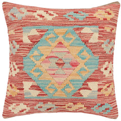 handmade Traditional Pillow Red Blue Hand-Woven SQUARE 100% WOOL Hand woven turkish pillow 2 x 2