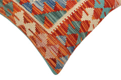 handmade Traditional Pillow Rust Blue Hand-Woven SQUARE 100% WOOL Hand woven turkish pillow 2 x 2