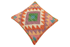 handmade Traditional Pillow Rust Blue Hand-Woven SQUARE 100% WOOL Hand woven turkish pillow 2 x 2