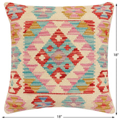 handmade Traditional Pillow Beige Red Hand-Woven SQUARE 100% WOOL Hand woven turkish pillow2' x 2'