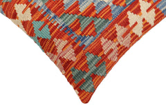 handmade Traditional Pillow Rust Blue Hand-Woven SQUARE 100% WOOL Hand woven turkish pillow2' x 2'