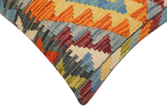 handmade Traditional Pillow Rust Blue Hand-Woven SQUARE 100% WOOL Hand woven turkish pillow 2 x 2