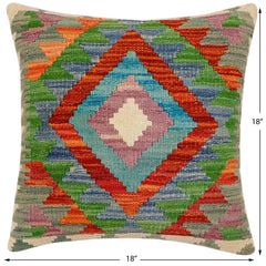 handmade Traditional Pillow Rust Beige Hand-Woven SQUARE 100% WOOL Hand woven turkish pillow2' x 2'