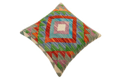 handmade Traditional Pillow Rust Beige Hand-Woven SQUARE 100% WOOL Hand woven turkish pillow2' x 2'