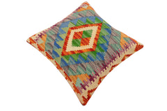 handmade Traditional Pillow Rust Blue Hand-Woven SQUARE 100% WOOL Hand woven turkish pillow 2 x 2