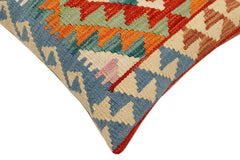 handmade Traditional Pillow Rust Blue Hand-Woven SQUARE 100% WOOL Hand woven turkish pillow 2 x 2
