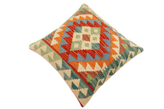 handmade Traditional Pillow Rust Blue Hand-Woven SQUARE 100% WOOL Hand woven turkish pillow 2 x 2