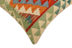 handmade Traditional Pillow Rust Blue Hand-Woven SQUARE 100% WOOL Hand woven turkish pillow 2 x 2