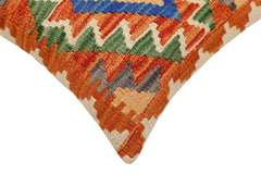 handmade Traditional Pillow Rust Blue Hand-Woven SQUARE 100% WOOL Hand woven turkish pillow 2 x 2