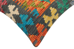 handmade Traditional Pillow Rust Charcoal Hand-Woven SQUARE 100% WOOL Hand woven turkish pillow2' x 2'