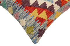 handmade Traditional Pillow Blue Rust Hand-Woven SQUARE 100% WOOL Hand woven turkish pillow2' x 2'