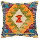 handmade Traditional Pillow Blue Maroon Hand-Woven SQUARE 100% WOOL Hand woven turkish pillow 2 x 2