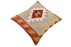 handmade Traditional Pillow Rust Blue Hand-Woven SQUARE 100% WOOL Hand woven turkish pillow 2 x 2