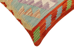 handmade Traditional Pillow Rust Blue Hand-Woven SQUARE 100% WOOL Hand woven turkish pillow 2 x 2