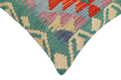 handmade Traditional Pillow Rust Blue Hand-Woven SQUARE 100% WOOL Hand woven turkish pillow2' x 2'