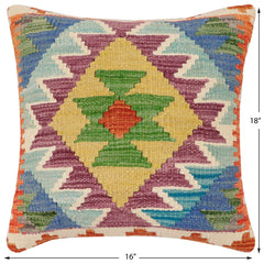 handmade Traditional Pillow Rust Blue Hand-Woven SQUARE 100% WOOL Hand woven turkish pillow 3 x 5