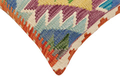 handmade Traditional Pillow Rust Blue Hand-Woven SQUARE 100% WOOL Hand woven turkish pillow 3 x 5