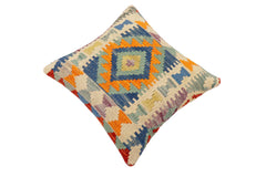 handmade Traditional Pillow Rust Blue Hand-Woven SQUARE 100% WOOL Hand woven turkish pillow 2 x 2
