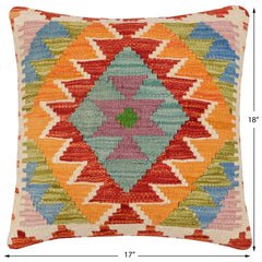 handmade Traditional Pillow Rust Blue Hand-Woven SQUARE 100% WOOL Hand woven turkish pillow 2 x 2