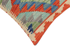 handmade Traditional Pillow Rust Blue Hand-Woven SQUARE 100% WOOL Hand woven turkish pillow 2 x 2