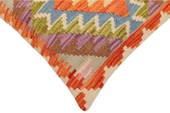 handmade Traditional Pillow Rust Blue Hand-Woven SQUARE 100% WOOL Hand woven turkish pillow 2 x 2