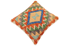 handmade Traditional Pillow Rust Blue Hand-Woven SQUARE 100% WOOL Hand woven turkish pillow 2 x 2