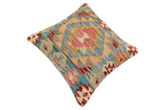 handmade Traditional Pillow Blue Red Hand-Woven SQUARE 100% WOOL Hand woven turkish pillow 2 x 2