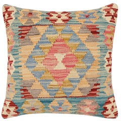 handmade Traditional Pillow Blue Red Hand-Woven SQUARE 100% WOOL Hand woven turkish pillow 2 x 2