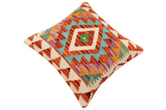 handmade Traditional Pillow Rust Blue Hand-Woven SQUARE 100% WOOL Hand woven turkish pillow 2 x 2