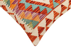 handmade Traditional Pillow Rust Blue Hand-Woven SQUARE 100% WOOL Hand woven turkish pillow 2 x 2