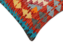 handmade Traditional Pillow Rust Blue Hand-Woven SQUARE 100% WOOL Hand woven turkish pillow 2 x 2