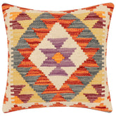 handmade Traditional Pillow Rust Gray Hand-Woven SQUARE 100% WOOL Hand woven turkish pillow 2 x 2