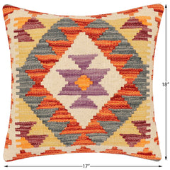 handmade Traditional Pillow Rust Gray Hand-Woven SQUARE 100% WOOL Hand woven turkish pillow 2 x 2