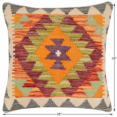 handmade Traditional Pillow Rust Gray Hand-Woven SQUARE 100% WOOL Hand woven turkish pillow 2 x 2