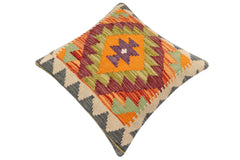 handmade Traditional Pillow Rust Gray Hand-Woven SQUARE 100% WOOL Hand woven turkish pillow 2 x 2